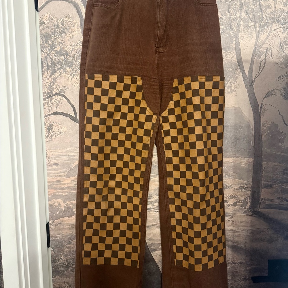Bespoke pants by Suay - Brown & Tan Checkerboard Men's Pants